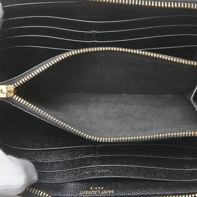 サンローラン YSLロゴ Vステッチ 長財布 ラウンドファスナー ブラック