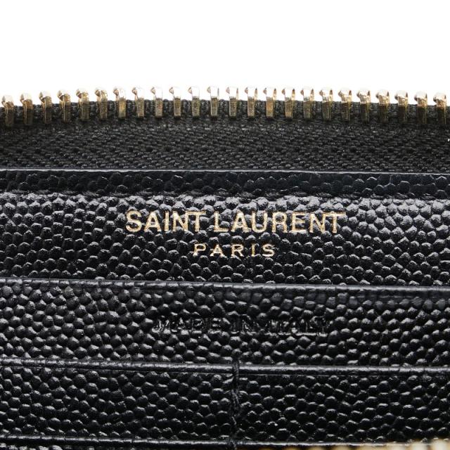 サンローラン YSLロゴ Vステッチ 長財布 ラウンドファスナー ブラック