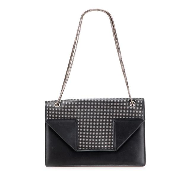 サンローラン ベティ スタッズ チェーン ショルダーバッグ ブラック シルバー レザー レディース SAINT LAURENT 【中古】