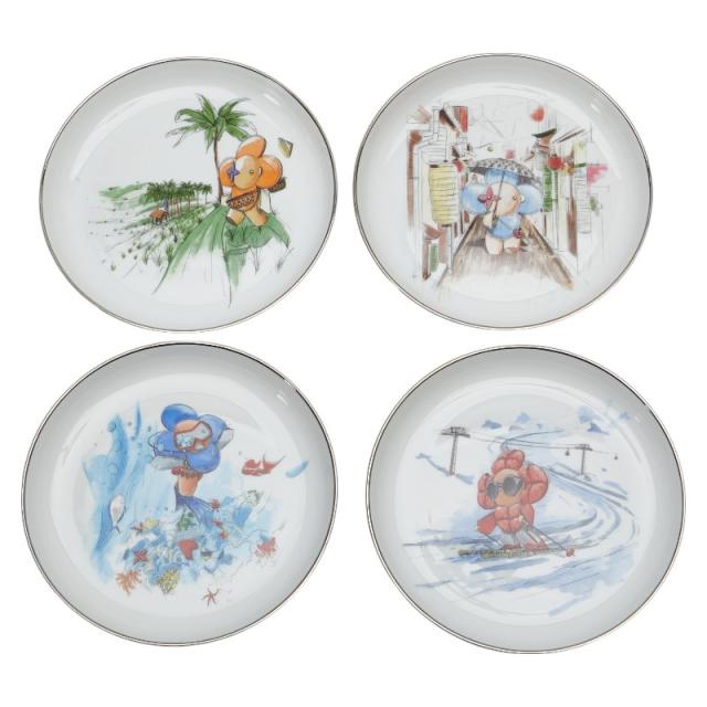 ルイ ヴィトン セット4 アシェット ヴィヴィエンヌ プレート 皿 4枚