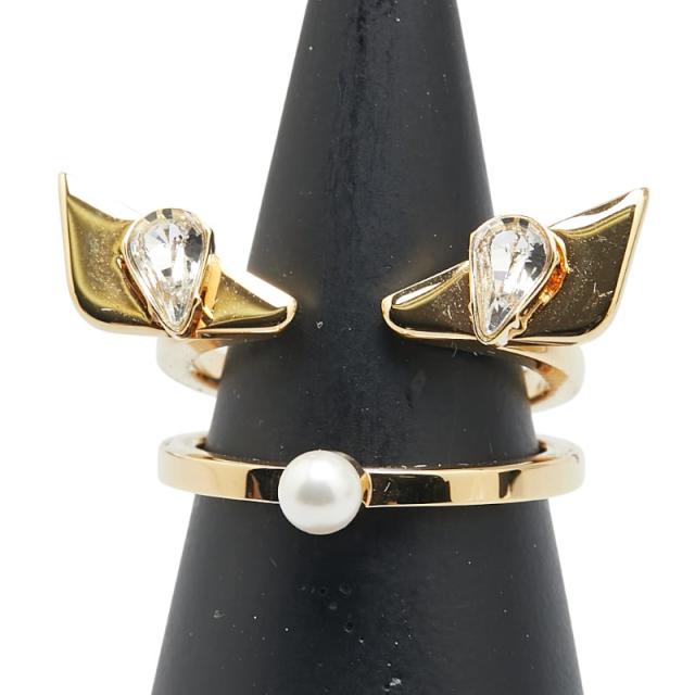 フェンディ モンスター バグズ アイ ラインストーン リング 指輪 #M