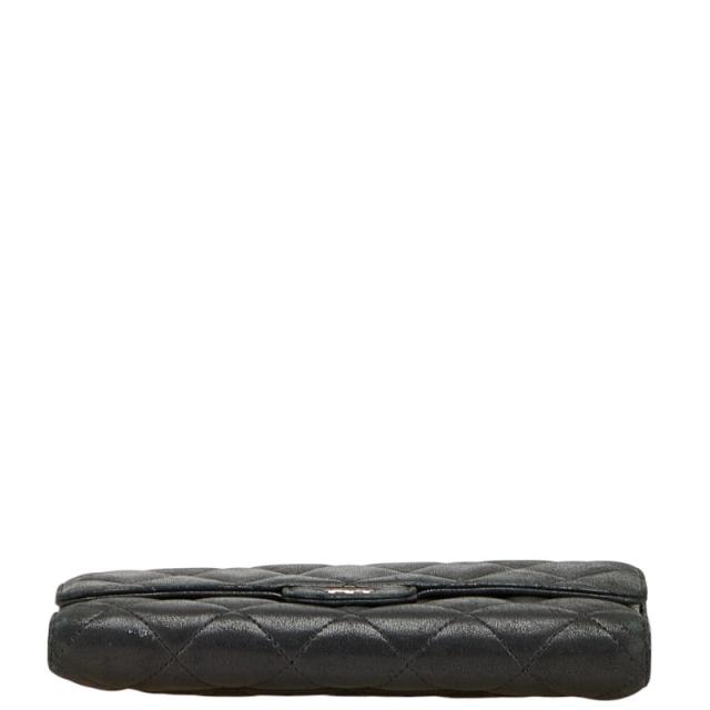シャネル マトラッセ ココマーク 長財布 ブラック ラムスキン