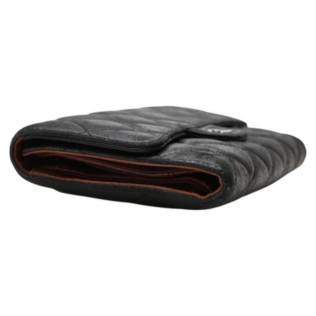 シャネル マトラッセ ココマーク 長財布 ブラック ラムスキン