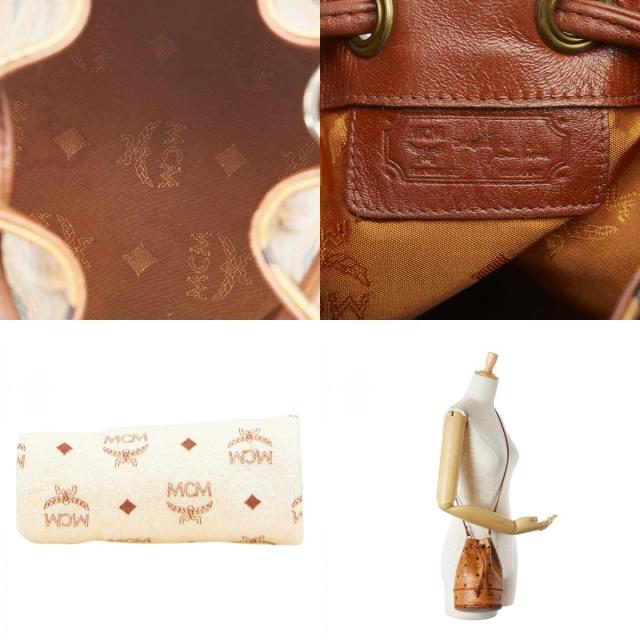 MCM エムシーエム　巾着　 ブラウン ショルダーバッグ　ヴィセトス MCM エムシーエム ショルダーバッグ 巾着型 ヴィセトス柄 ブラウン