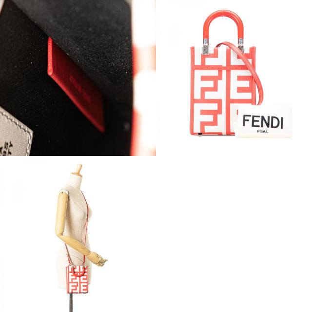 フェンディ サンシャイン ショッパー ミニ ハンドバッグ ショルダーバッグ 2WAY 8BS051 レッド ホワイト レザー FENDI 【中古】_9