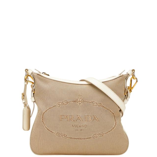 プラダ PRADA キャンバス ショルダーバッグ ベージュ