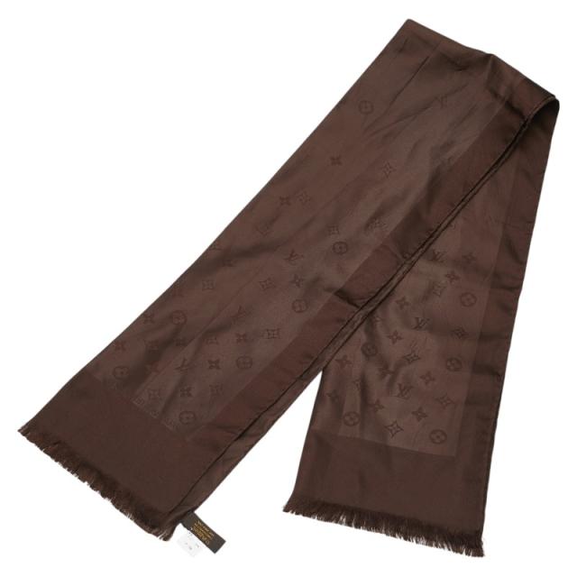 ルイ ヴィトン モノグラム モナコ ストール ブラウン シルク レディース LOUIS VUITTON 【中古】