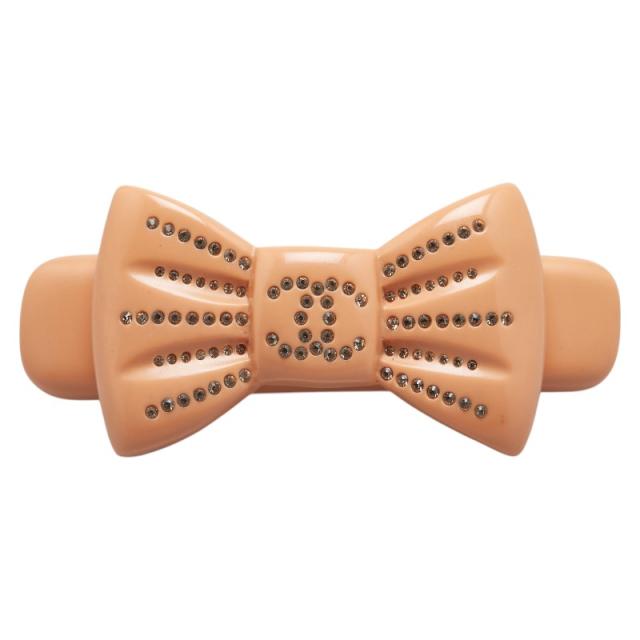 シャネル ココマーク リボン モチーフ ラインストーン ヘアアクセサリー ゴールド オレンジ メッキ プラスチック CHANEL 【中古】