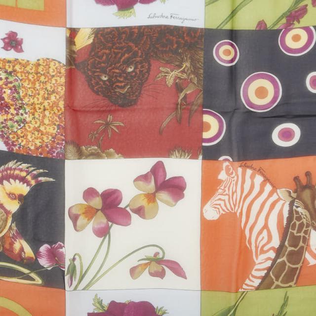 未開封⭐︎Salvatore Ferragamo 花と動物のスカーフ サルヴァトーレフェラガモ フラワー 花 アニマル 動物 鳥 スカーフ