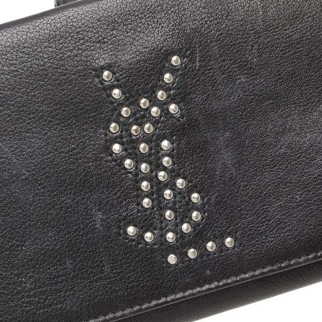 サンローラン YSLロゴ スタッズ 長財布 ブラック レザー レディース