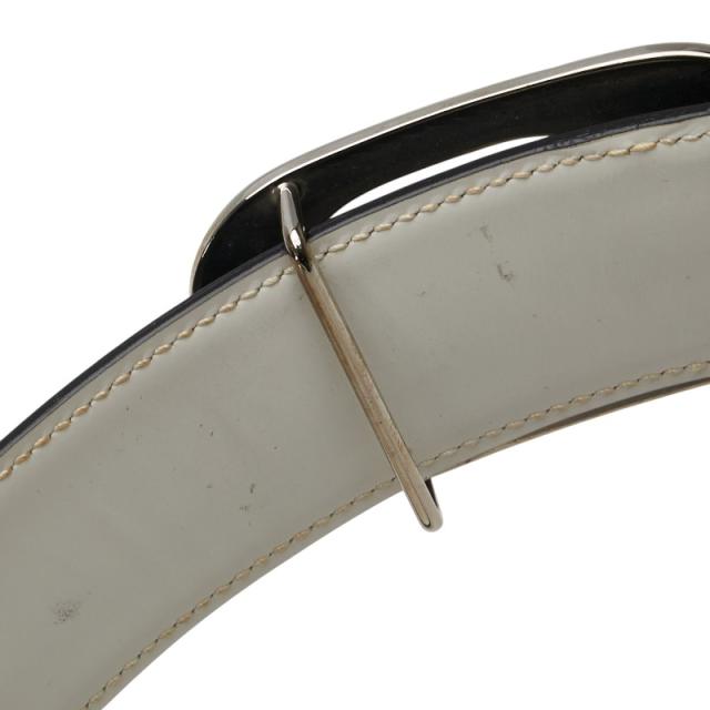 グッチ GGバックル ベルト サイズ:70/28 ネイビー ホワイト レザー レディース GUCCI 【中古】