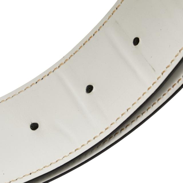 グッチ GGバックル ベルト サイズ:70/28 ネイビー ホワイト レザー レディース GUCCI 【中古】