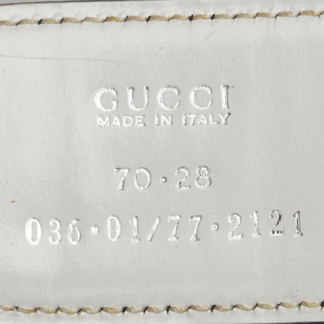 グッチ GGバックル ベルト サイズ:70/28 ネイビー ホワイト レザー レディース GUCCI 【中古】