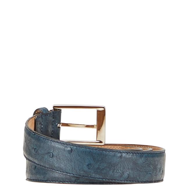 グッチ ベルト サイズ:90/36 345658 ネイビー オーストリッチ レザー レディース GUCCI 【中古】