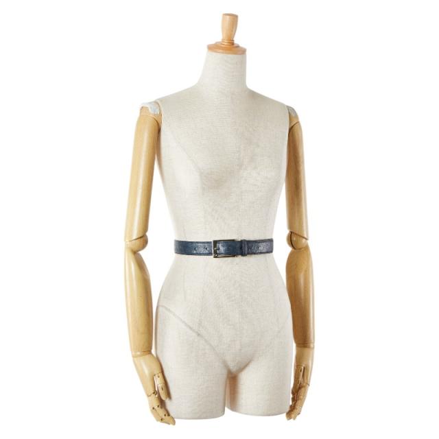 グッチ ベルト サイズ:90/36 345658 ネイビー オーストリッチ レザー レディース GUCCI 【中古】