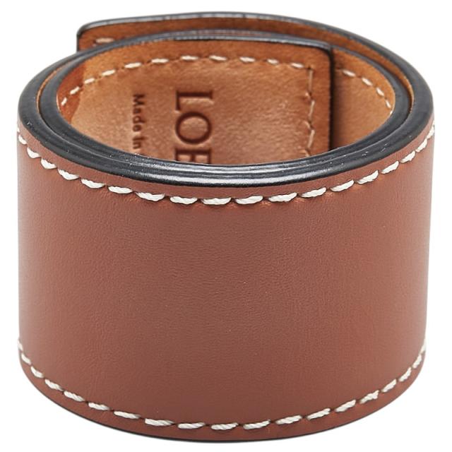 美品 LOEWE ロエベ スラップブレスレット レザー タン アナグラム ロエベ LOEWE スラップ ブレスレット スモール アナグラムレザー タン