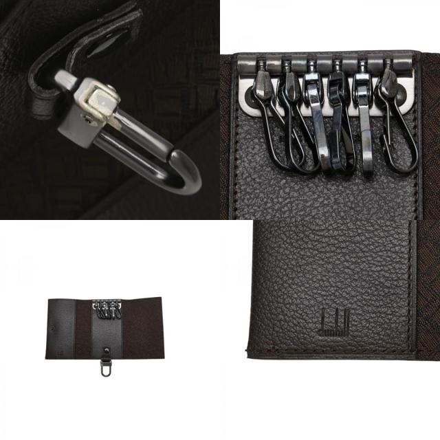 ダンヒル ディーエイト 6連 キーケース ブラウン PVC レザー メンズ