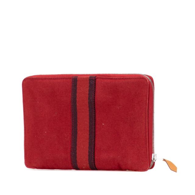 エルメス フールトゥ マルチ パースGM ラウンドファスナー 長財布 ワインレッド ボルドー キャンバス レディース HERMES 【中古】_1