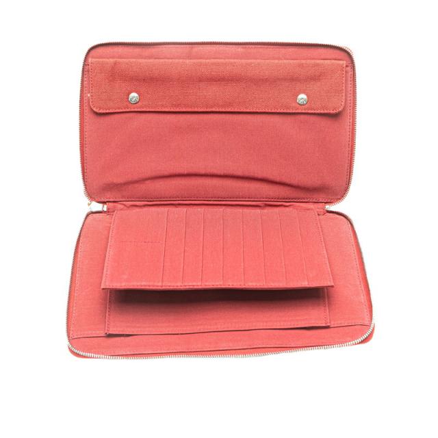 エルメス フールトゥ マルチ パースGM ラウンドファスナー 長財布 ワインレッド ボルドー キャンバス レディース HERMES 【中古】_8