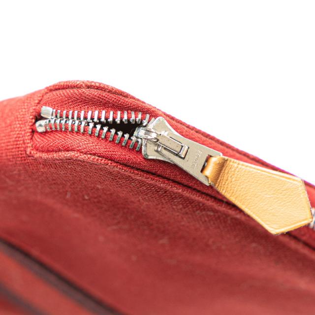エルメス フールトゥ マルチ パースGM ラウンドファスナー 長財布 ワインレッド ボルドー キャンバス レディース HERMES 【中古】_6