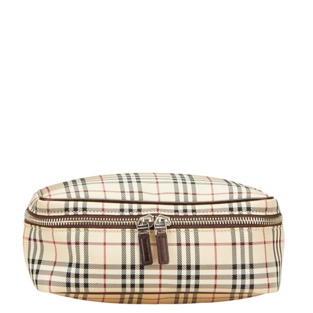 美品　バーバリー　ノバチェック　ハンドバッグ　ポーチ バーバリー ノバチェック ハンドバッグ 化粧ポーチ キャンバス