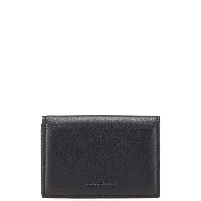 ティファニー カードケース 名刺入れ ブラック レザー レディース TIFFANY&Co. 【中古】
