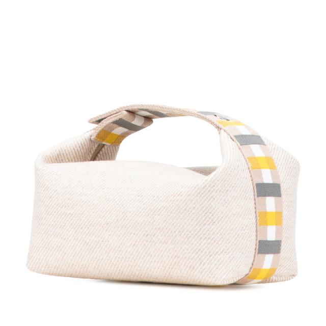 エルメス ブリッド ア ブラック オ カレ ハンドバッグ ポーチ アイボリー イエロー トワルシェブロン レディース HERMES 【中古】 エルメス ブリッド ア ブラック オ カレ ハンドバッグ ポーチ