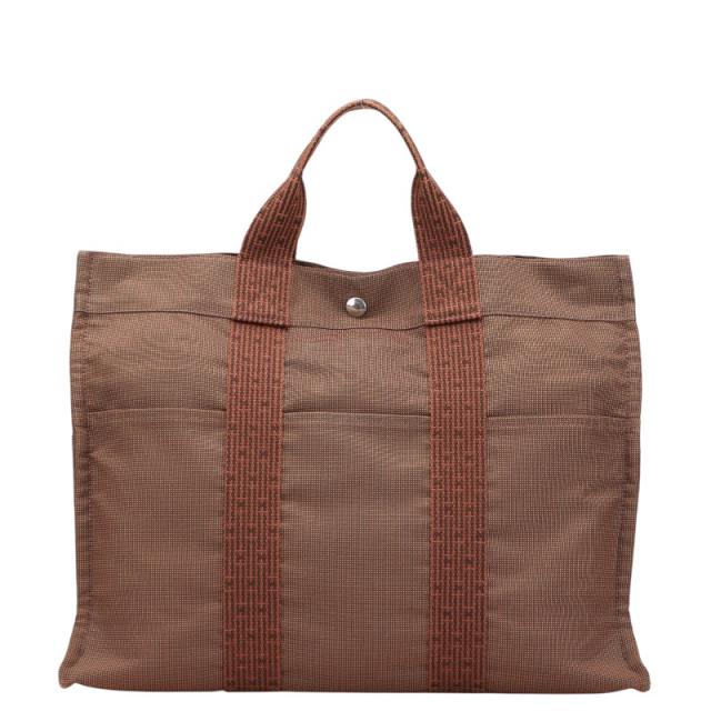 エルメス エールライン トートMM トートバッグ ハンドバッグ ブラウン キャンバス レディース HERMES 【中古】