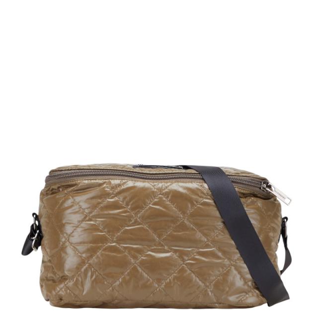 バーバリー ロゴプレート ショルダーバッグ カーキ ブラック ナイロン レディース BURBERRY 【中古】