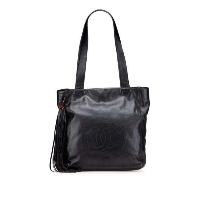 ★美品★ CHANEL シャネル トートバッグ ココマーク ラムスキン ブラック CHANEL ココマーク ラムスキン トートバッグ ブラック シャネル