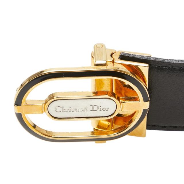 メンズ Dior ブラックレザーベルト ゴールドバックル 110cm Dior