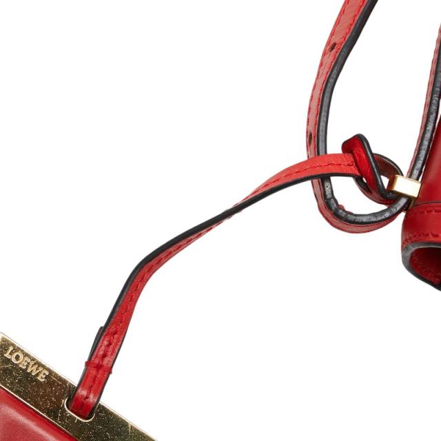 ロエベ バルセロナ 斜め掛け ショルダーバッグ レッド レザー