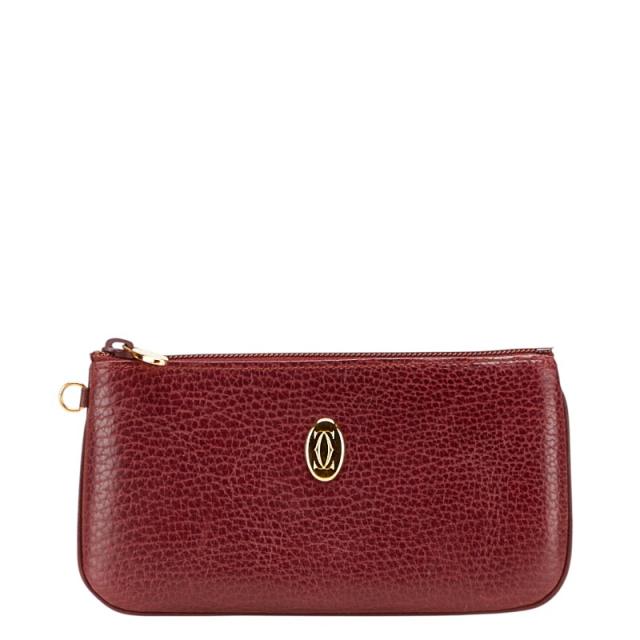 カルティエ マストライン コインケース ワインレッド レザー レディース CARTIER