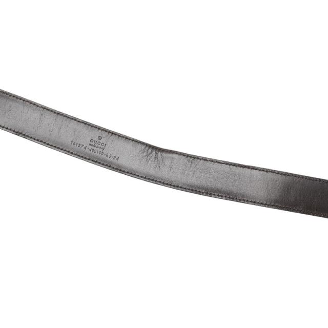 グッチ ベルト 85.34 161374 ブラウン レザー メッキ レディース GUCCI