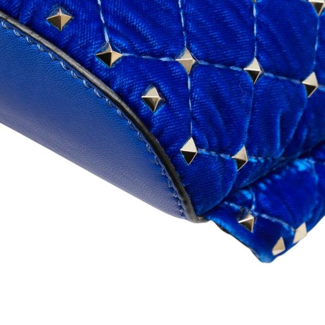 ヴァレンチノ ロックスタッズ ウエストバッグ ブルー ベロア レザー