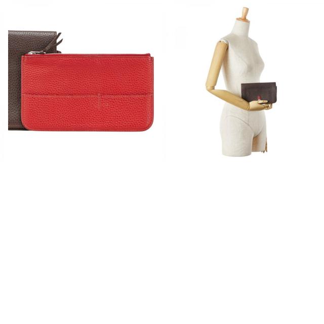 エルメス ドゴンGM ドゴンデュオ バイカラー 二つ折り財布 ショコラ ヴァーミリオン トゴ レディース HERMES 【中古】 エルメス ドゴンGM ドゴンデュオ バイカラー 二つ折り財布 ショコラ