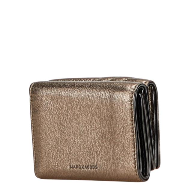 マークジェイコブス ザ グラムショット 三つ折り財布 ゴールド レザー レディース MARC JACOBS 【中古】 マークジェイコブス ザ グラムショット 三つ折り財布 ゴールド レザー