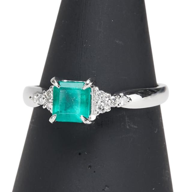 pt900 プラチナ エメラルド ダイヤ リング