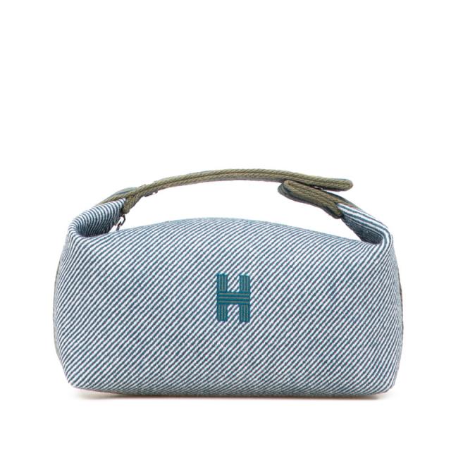 エルメス ブリッド ア ブラックPM ハンドバッグ ポーチ ネイビー カーキ トワルオフィシエ レディース HERMES 【中古】