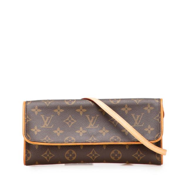 ルイ ヴィトン モノグラム ポシェット ツインGM 斜め掛け ショルダーバッグ M51852 ブラウン PVC レザー LOUIS VUITTON 【中古】