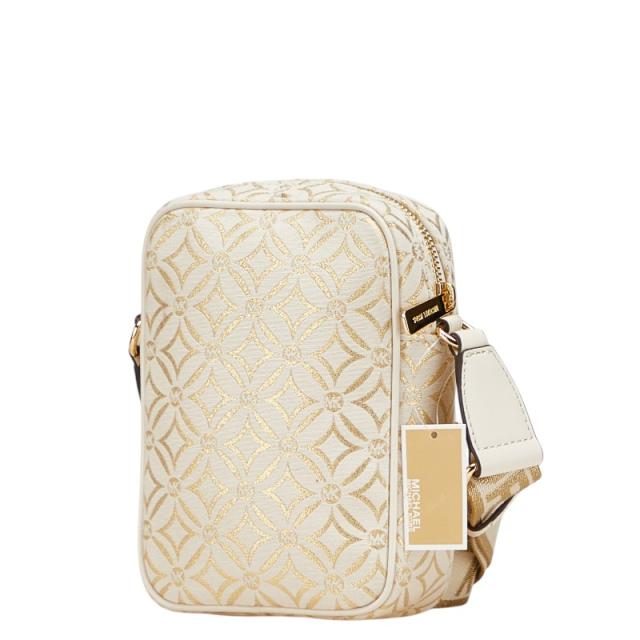 マイケルコース ジャガード  ショルダーバッグ クロスボディバッグ ベージュ ゴールド キャンバス レディース Michael Kors 【中古】 マイケルコース ジャガード ショルダーバッグ クロスボディバッグ