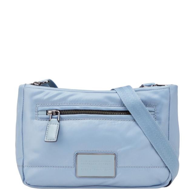 マークジェイコブス ロゴ ショルダーバッグ ブルー ナイロン レザー レディース MARC JACOBS 【中古】