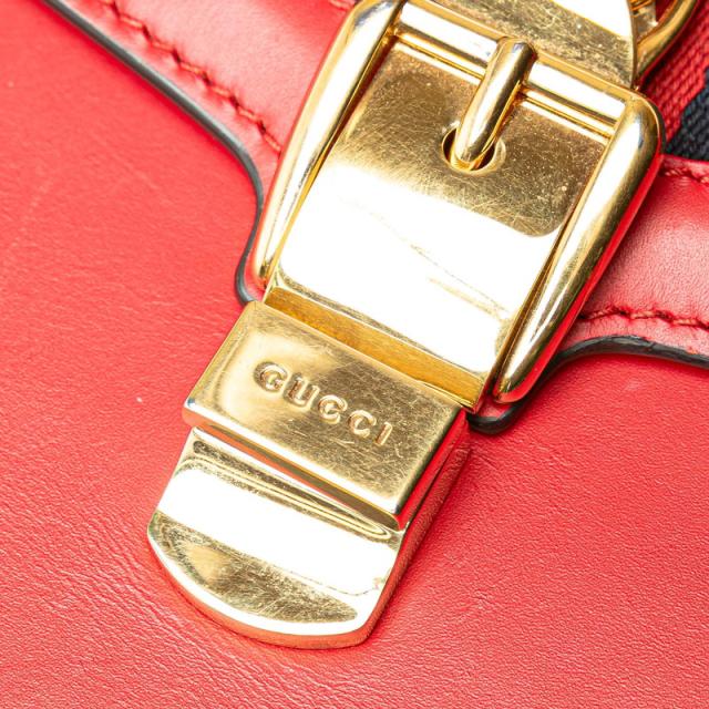 グッチ シルヴィ シェリーライン ハンドバッグ ショルダーバッグ 2WAY 431665 レッド レザー レディース GUCCI 【中古】 グッチ シルヴィ シェリーライン ハンドバッグ ショルダーバッグ 2WAY
