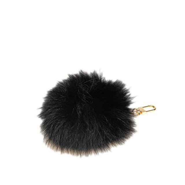 ルイ ヴィトン ファジーバブルファー バッグチャーム キーホルダー M67372 ブラック ゴールド金具 ファー LOUIS VUITTON 【中古】