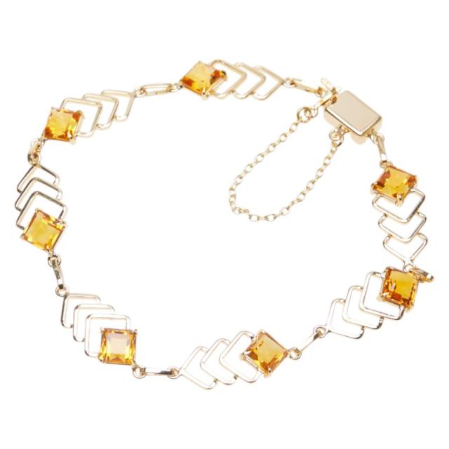 K18YG イエローゴールド シトリン ブレスレット レディース 中古