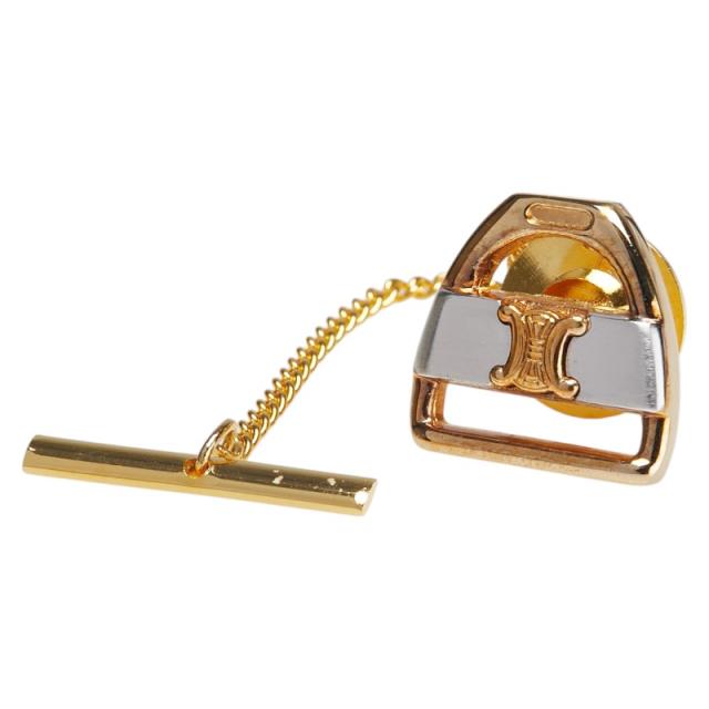 セリーヌ マカダム タイピン タイタック ゴールド メッキ メンズ CELINE 【中古】