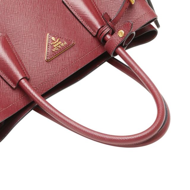 プラダ 三角ロゴプレート ハンドバッグ ショルダーバッグ 2WAY ワイン