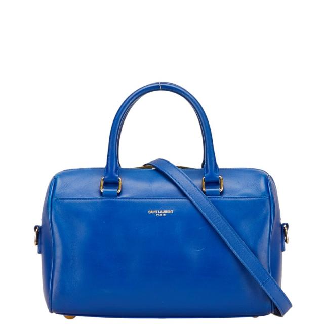 SAINT LAURENT 青 レザー ハンドバッグ