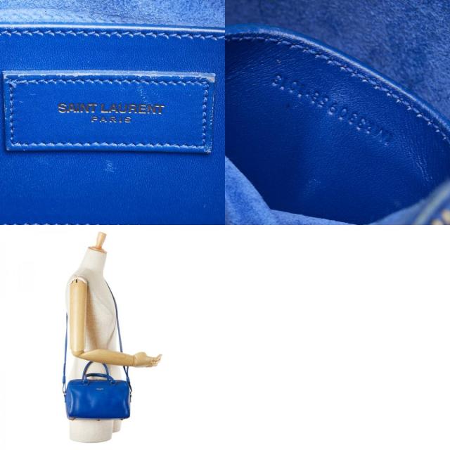 サンローラン ロゴ ハンドバッグ ショルダーバッグ 2WAY ブルー レザー