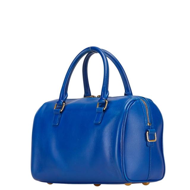 SAINT LAURENT 青 レザー ハンドバッグ
